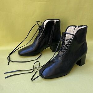 New black Daniella Shevel leather booties